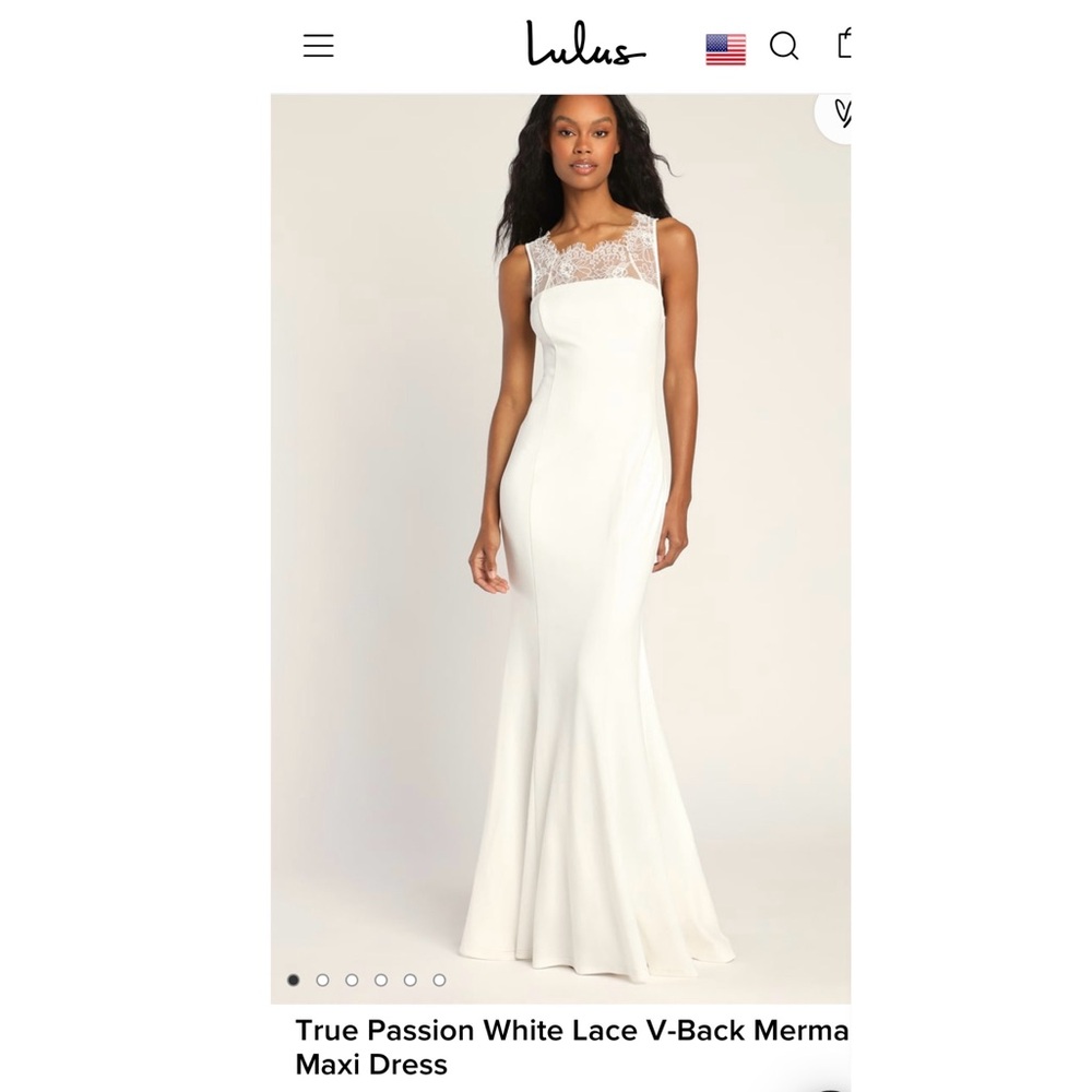 NWT Lulu’s True Passion White Lace Mermaid Maxi Dress
